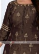 Coffee Color Cotton Silk Trouser Suit